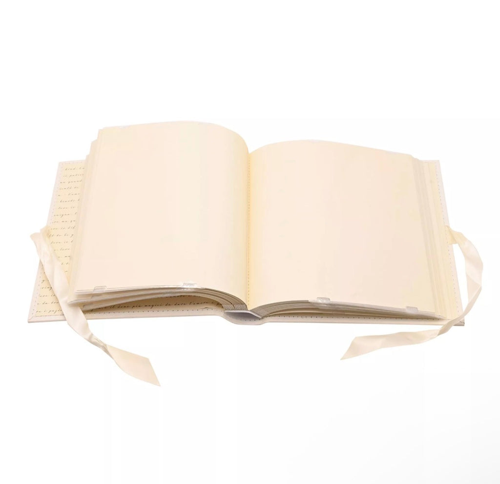 Romantisch huwelijksfotoalbum met luxe imitatie-suède, elegante satijnen lintsluiting en luxe cadeauverpakking