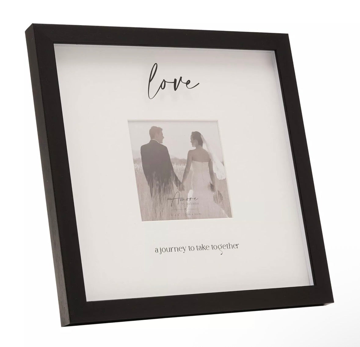 Stijlvolle zwarte fotolijst met brede rand en ‘Love’-tekst – perfect voor favoriete herinneringen of romantische foto’s