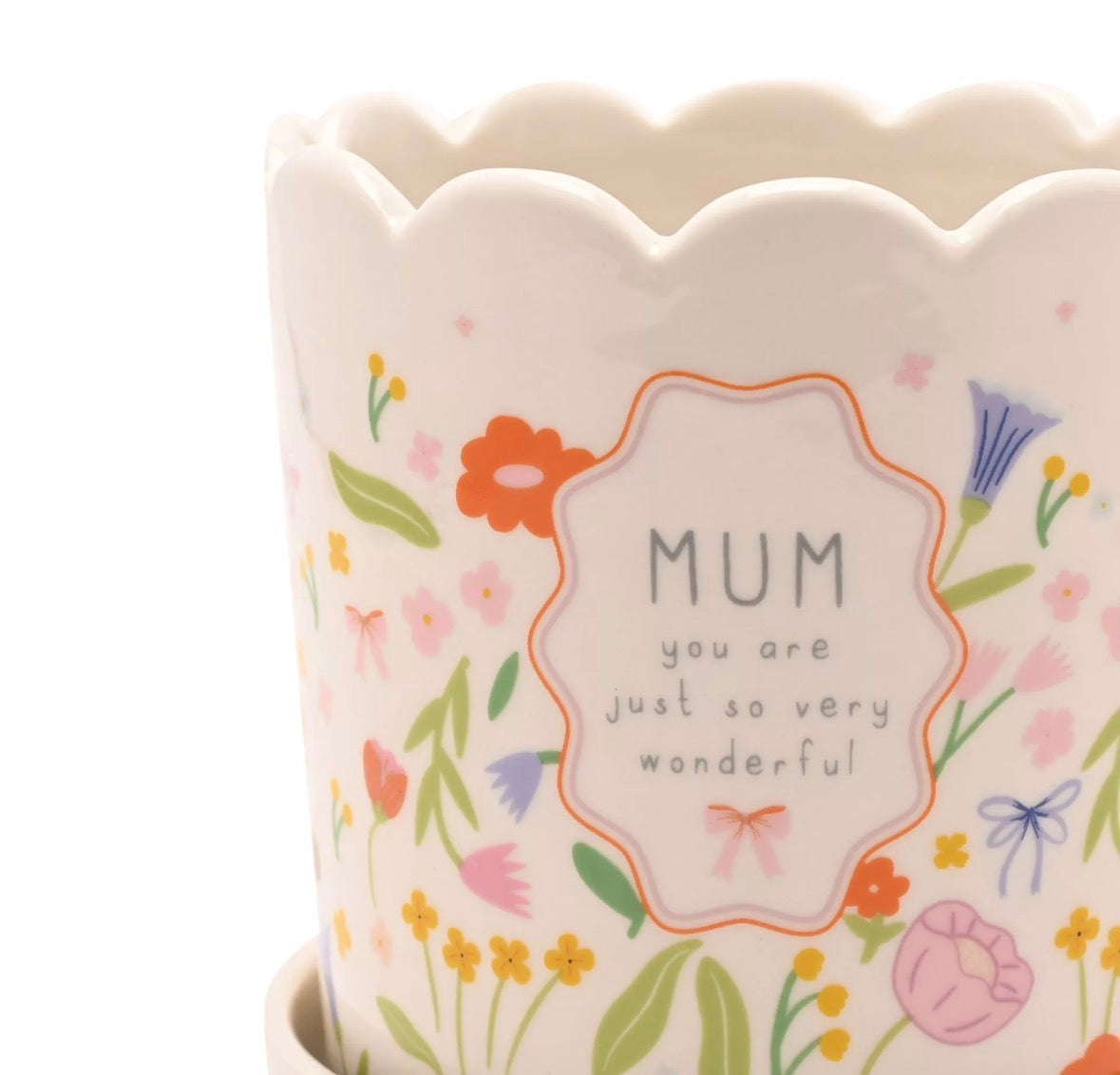 Kleine keramische plantenpot Mum uit de Love Life-collectie, kleurrijk design, geschikt voor kruiden of kleine planten, perfect als attent cadeau