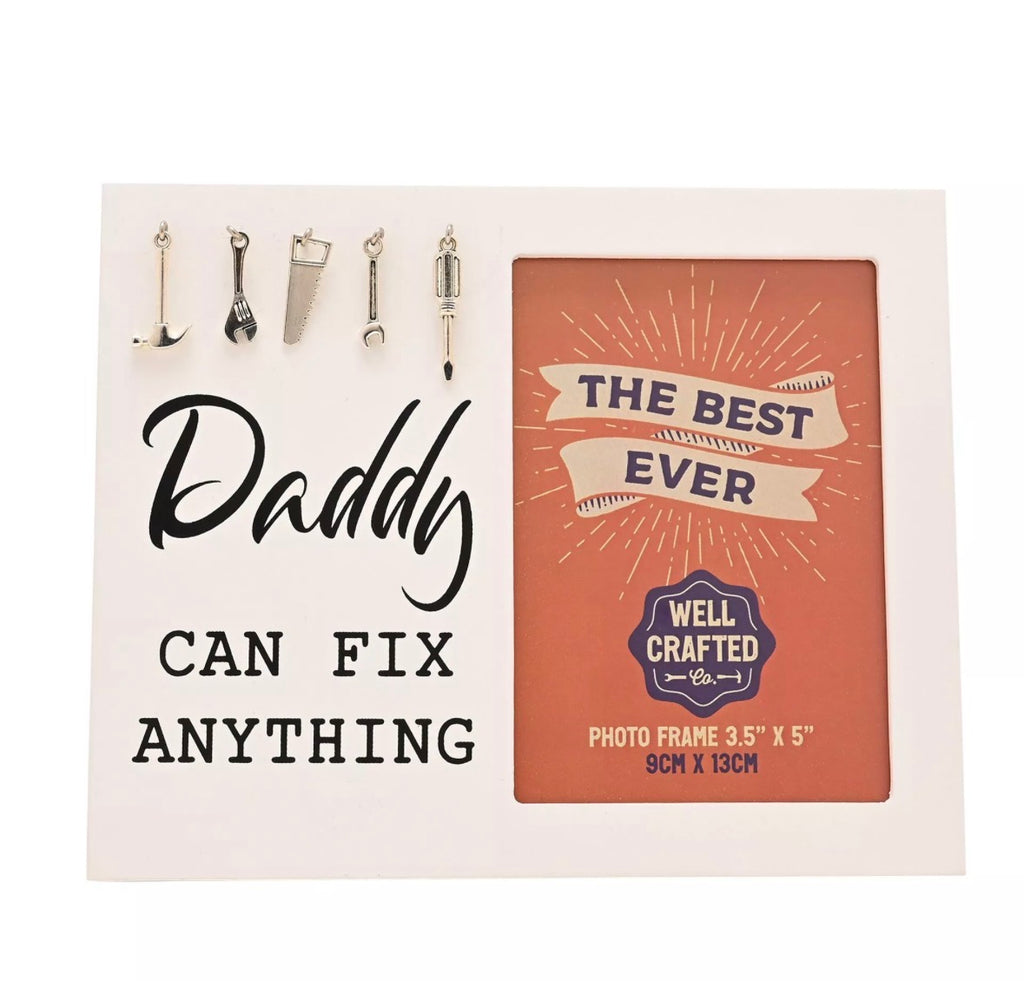Vaderdag fotolijst met tekst Daddy Can Fix Anything voor persoonlijke foto en interieur decoratie
