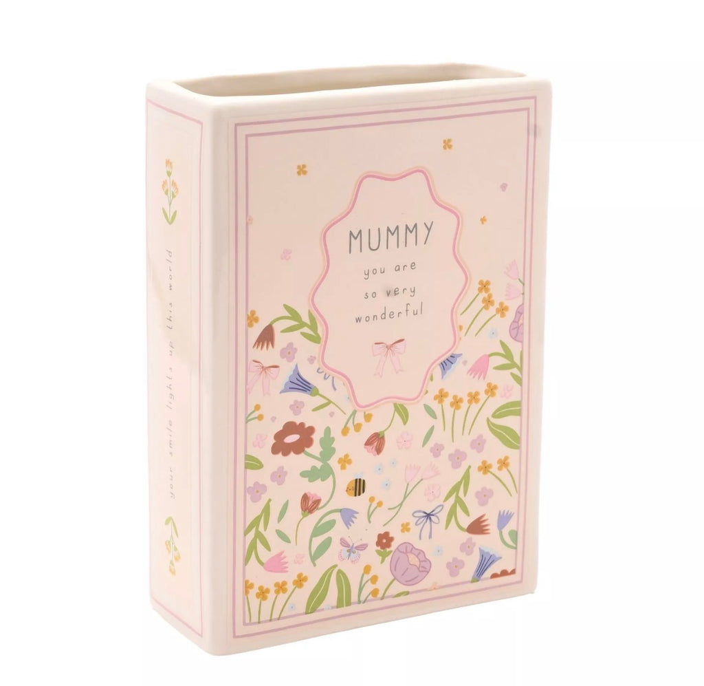 Keramische Love Life Boek Vaas, Mummy You Are So Very Wonderful, 15 cm, speels en stijlvol, perfect als cadeau voor Moederdag, verjaardag of huisdecoratie