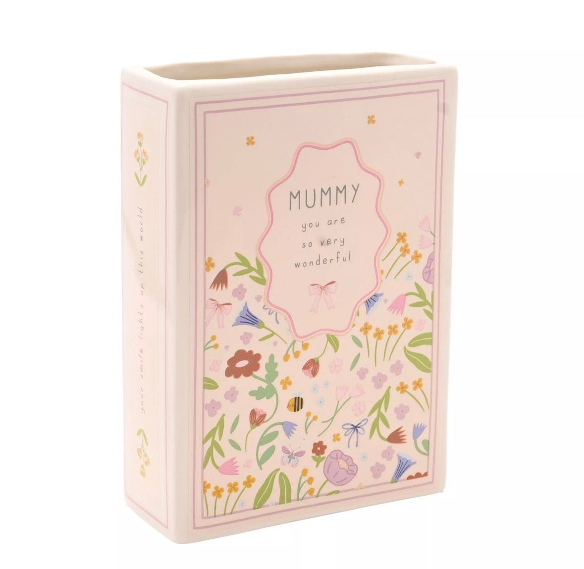 Keramische Love Life Boek Vaas, Mummy You Are So Very Wonderful, 15 cm, speels en stijlvol, perfect als cadeau voor Moederdag, verjaardag of huisdecoratie