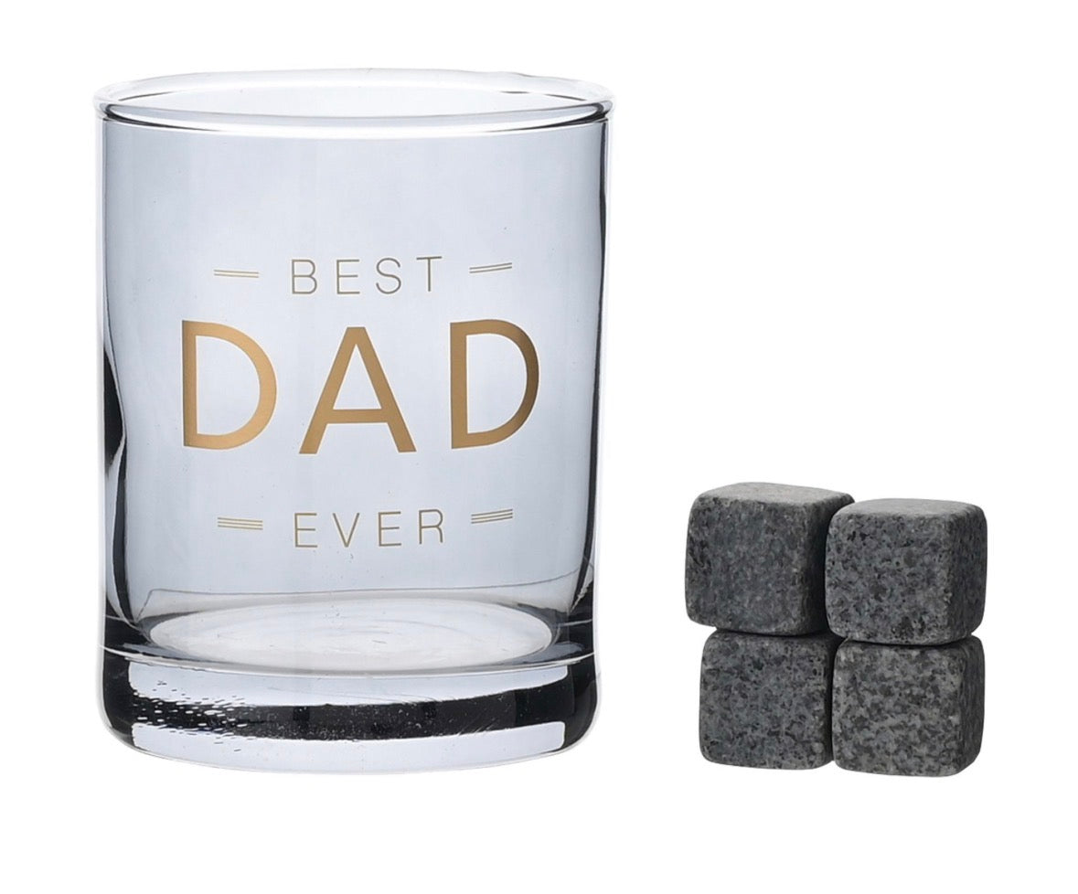 Elegant blauw getint Orion whiskyglas voor vaders met bijpassende ijsblokjes – perfect voor whisky drinken zonder smaakverlies