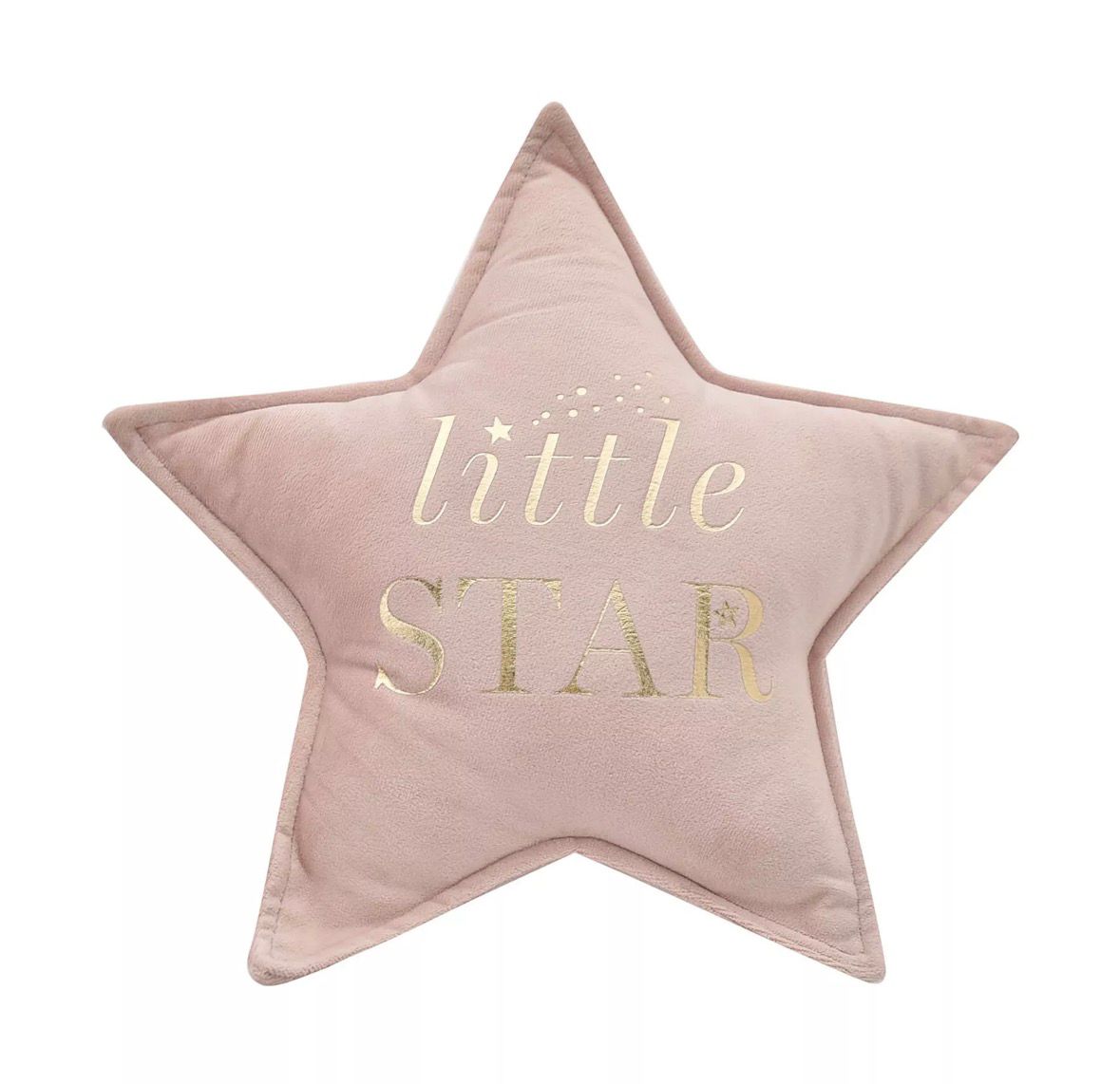 “Decoratief roze kussen ‘Little Star’ met gouden letters – zacht stervormig kussen voor kinderkamer of babykamer”