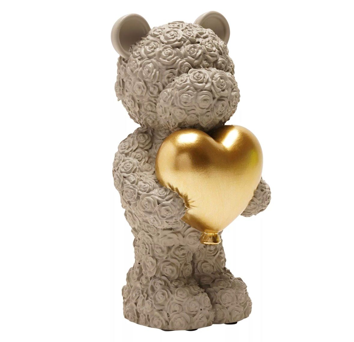 “Romantische grijze beer met goudkleurig hart – tijdloos cadeau voor Valentijnsdag, jubileum of speciaal moment”