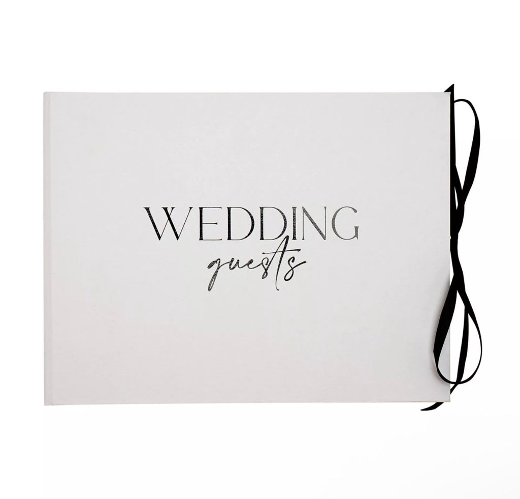 Luxe linnen gastenboek voor bruiloft met tijdloos ontwerp en ruimte voor persoonlijke boodschappen