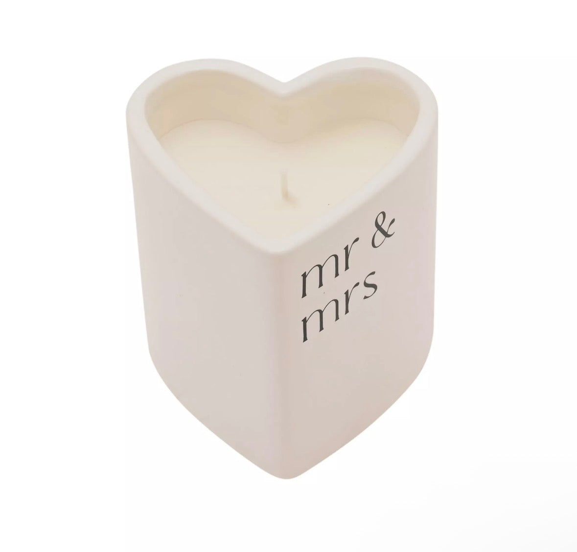 Hartvormige decoratieve kaars van AMORE met moderne schrijfletter op keramiek – sfeervol cadeau voor geliefden en feesten