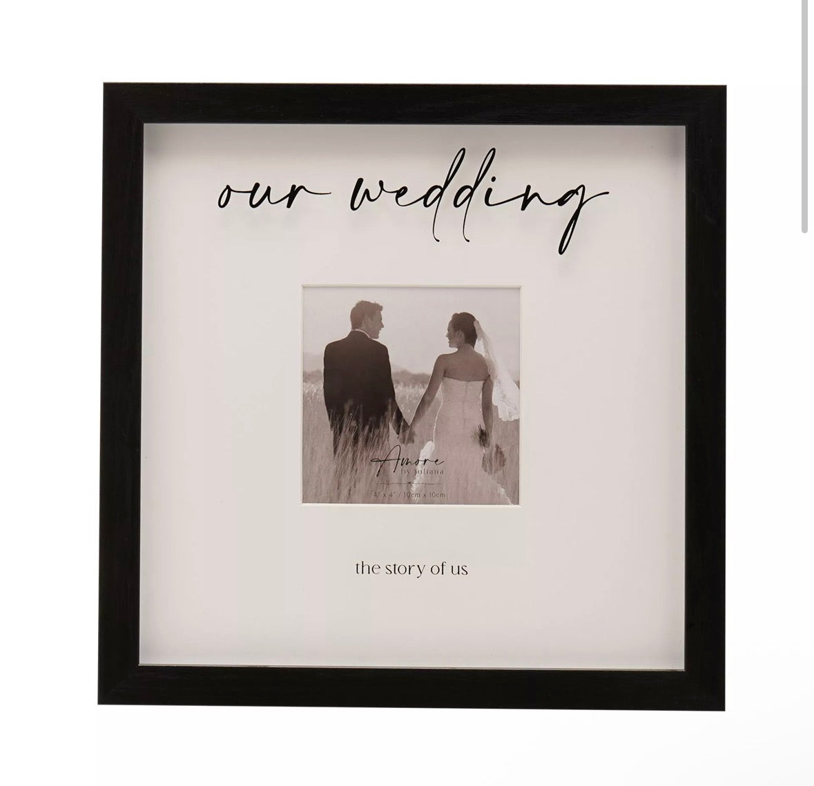 Fotolijst 4"x4" met elegante ‘Our Wedding’-opdruk – tijdloos design voor bruiloft of jubileum
