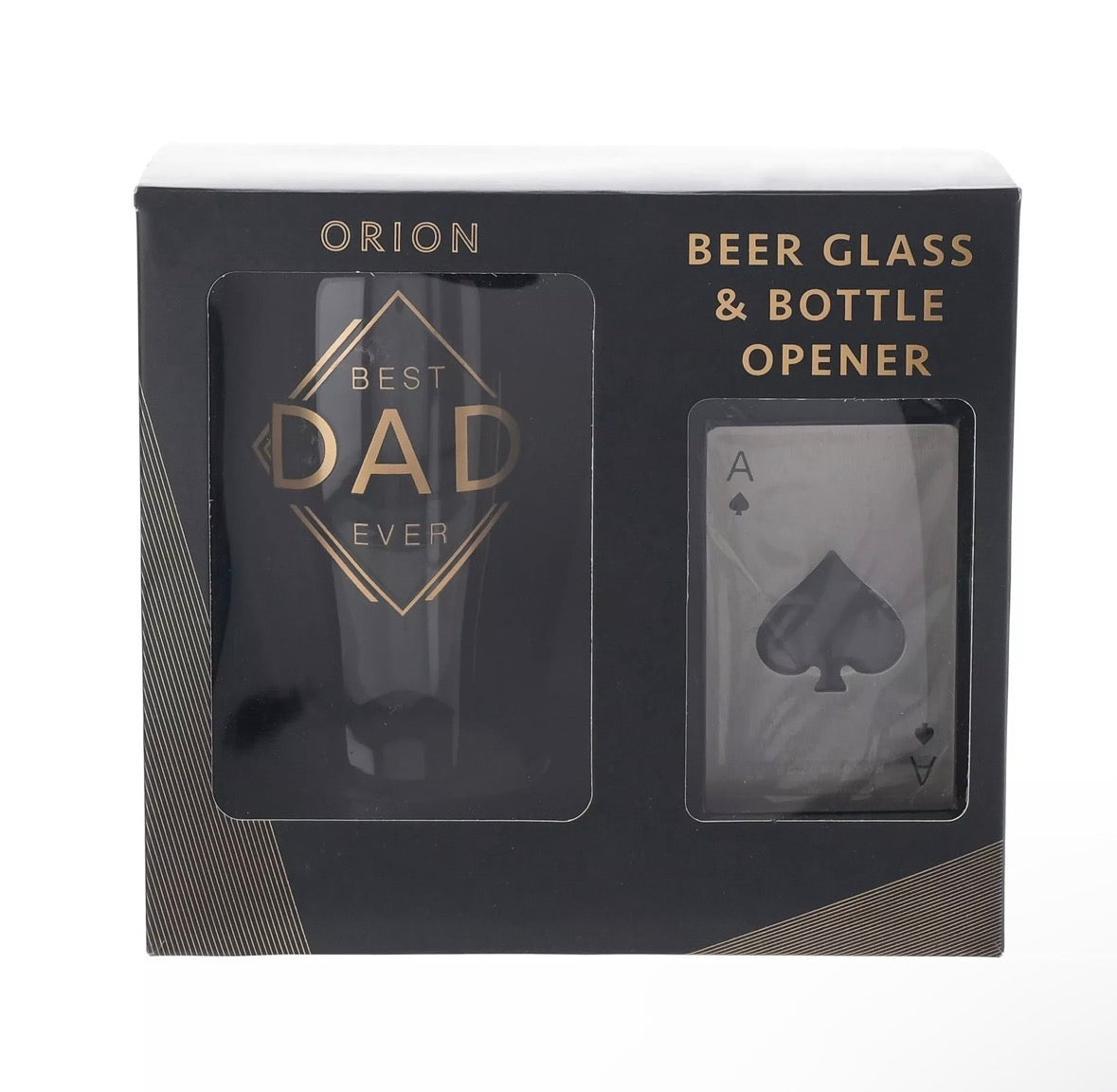 Blauw getint Orion bierglas set met gouden ‘Best Dad Ever’-tekst – perfect cadeau voor vader, verjaardag of speciale gelegenheid