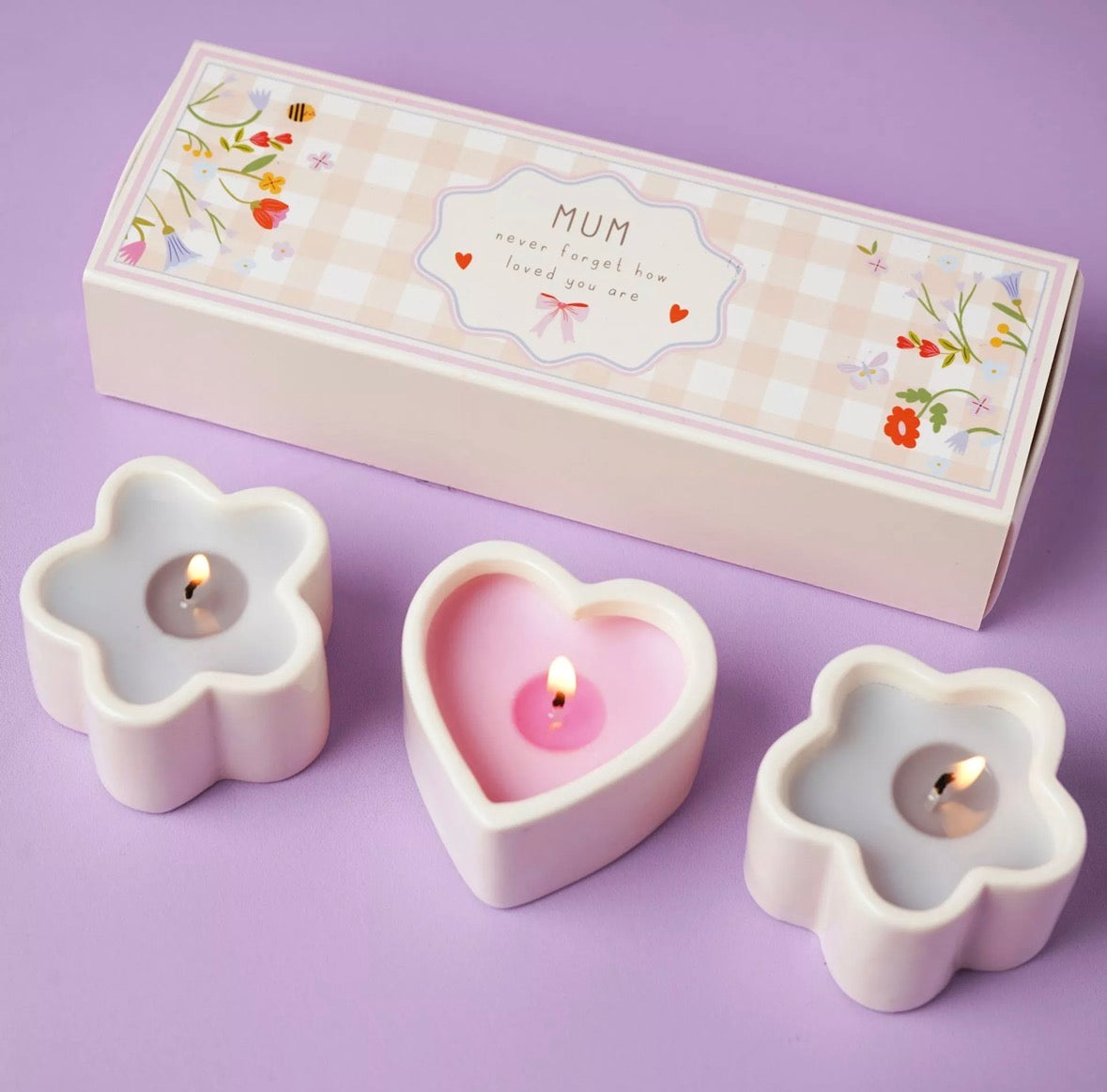 Love Life Set van 3 Kleine Kaarsen Mum, kleurrijke decoratiekaarsen met betekenisvolle boodschap, ideaal voor Moederdag of verjaardag