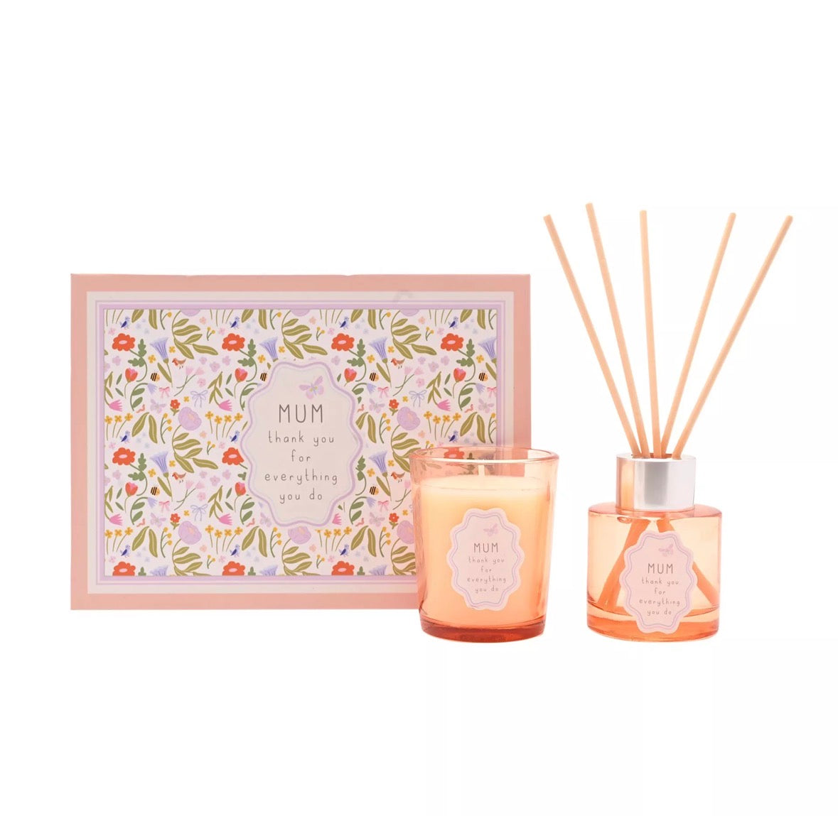 Love Life Mum Kaars en Diffuser Set, kleine kaars brandduur ca. 22 uur, bijpassende diffuser, charmant cadeau voor mama of vriendinnen