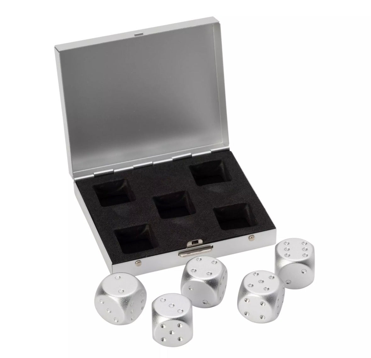 Stoere metalen dobbelstenen set Mad Man RVS voor spelletjes en verzamelobject met premium design