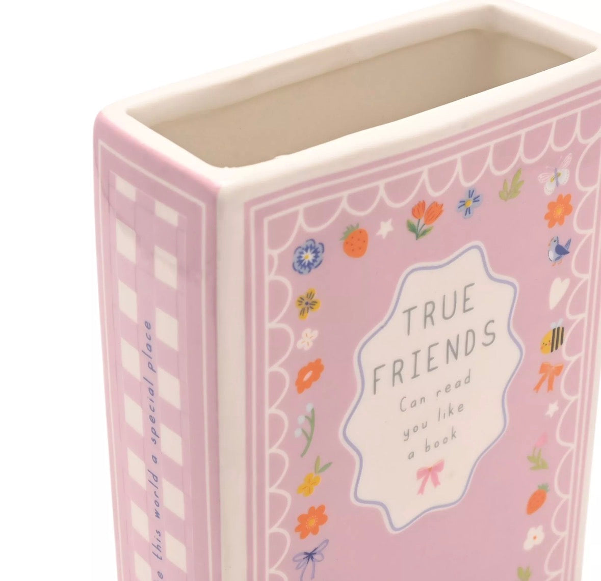 Boekvormige vaas True Friends, keramiek, deel van de Love Life-collectie, kleurrijk en persoonlijk, perfect voor interieur of als attent cadeau