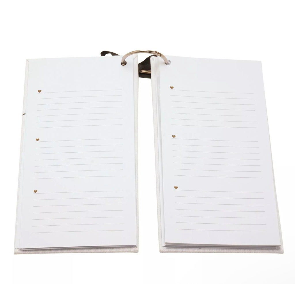 Gastenboek met luxe linnen kaft en handige ringbinding – ideaal huwelijks- of jubileumcadeau