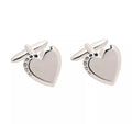 “Zilverkleurige hartvormige manchetknopen met kristal van HARVEY MAKIN® – luxe accessoire voor heren in geschenkdoos”