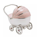 “Roze kinderwagen spaarpot zilver verguld van Bambino by Juliana® – luxe babycadeau voor geboorte of babyshower”