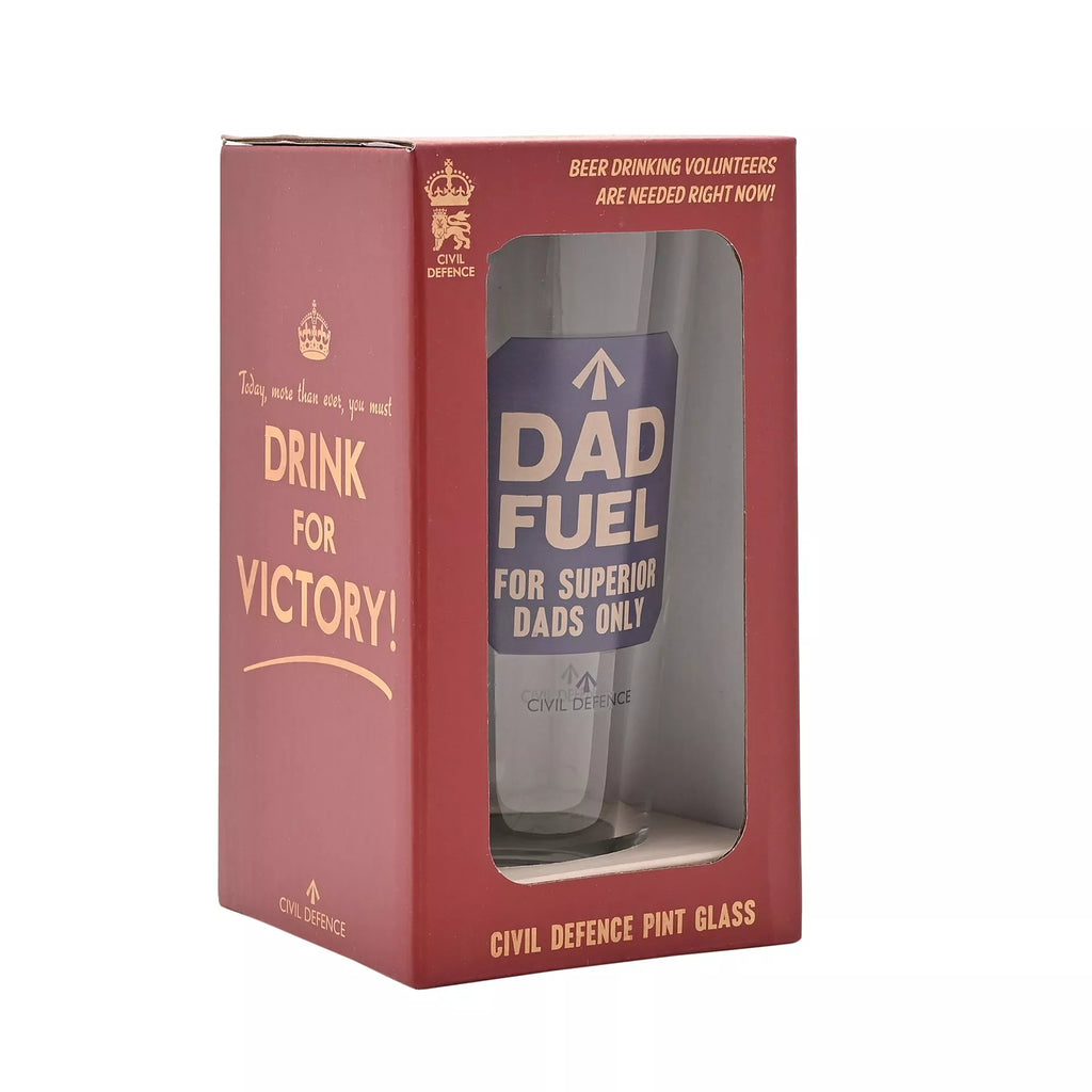 Humoristisch bierglas voor vader met tekst Dad Fuel for Superior Dads Only